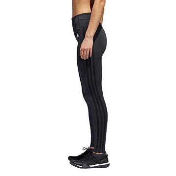 adidas Womens 3 Stripe Active Tights (XL, Carbon/Black)