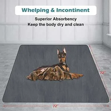 INVENHO Washable Pee Pads for Dogs 72"x72" Reusable Dog Pads Extra Large Upgrade Non-Slip Dog Pee Pads Heavy Absorbency Puppy Pee Pads Quick Dry Whelping Pads/Waterproof Puppy Training Pad