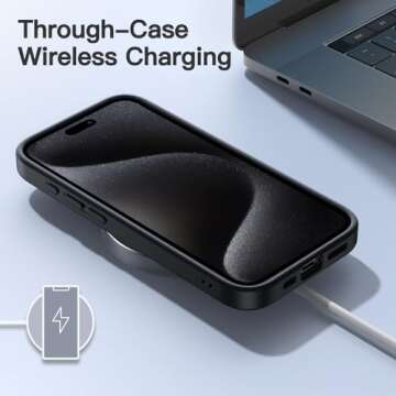 JETech Matte Case for iPhone 15 Pro 6.1-Inch, Shockproof Military Grade Drop Protection, Frosted Translucent Back Phone Cover, Anti-Fingerprint (Black)