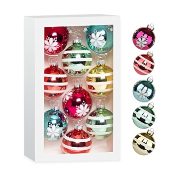 Amooca Colorful Glass Balls Set for Christmas Ornaments