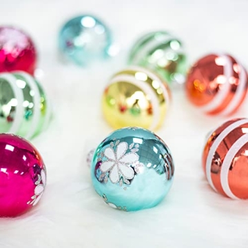 Amooca Colorful Glass Balls Set for Christmas Ornaments