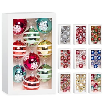 Amooca Colorful Glass Balls Set for Christmas Ornaments