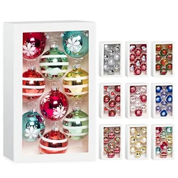 Amooca Colorful Glass Balls Set for Christmas Ornaments