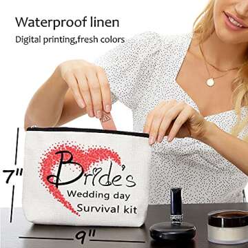 Blue Leaves Brides Survival Kit for Wedding Day,Wedding Gifts for Bride,Bride Makeup Bag, Bridal Shower Gift, Cosmetic Bag,Bride Gifts,Bridal shower gifts