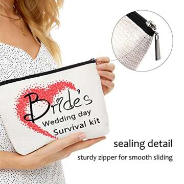 Blue Leaves Brides Survival Kit for Wedding Day,Wedding Gifts for Bride,Bride Makeup Bag, Bridal Shower Gift, Cosmetic Bag,Bride Gifts,Bridal shower gifts