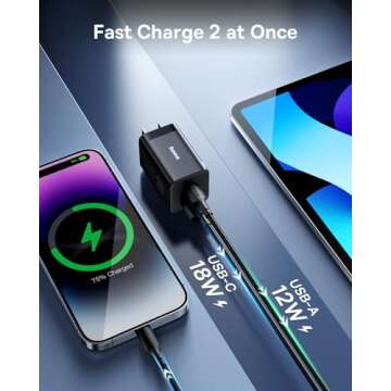 Baseus 30W Dual Port Fast Charger Block for iPhone & More