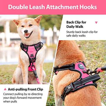 PoyPet No Pull Dog Harness, No Choke Front Lead Dog Reflective Harness, Adjustable Soft Padded Pet V...