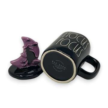 Rae Dunn HOCUS POCUS Halloween Mug - BLACK with topper - Ceramic - 16 oz