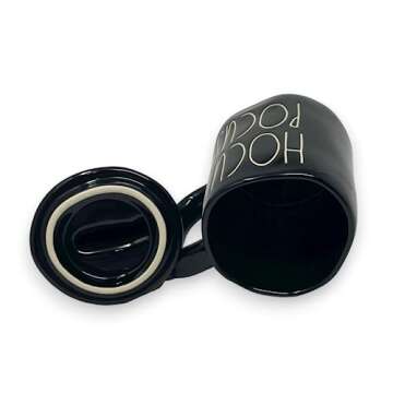 Rae Dunn HOCUS POCUS Halloween Mug - BLACK with topper - Ceramic - 16 oz