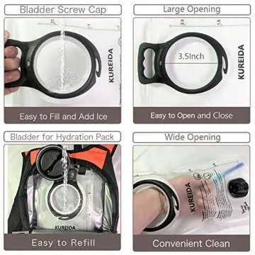 KUREIDA Hydration Bladder 2 Liter Leak Proof Water Reservoir,BPA Free,Wide Opening,Military Water Bladder Combined with Hydration Backpacks for Biking Hiking Running Camping Climbing,White