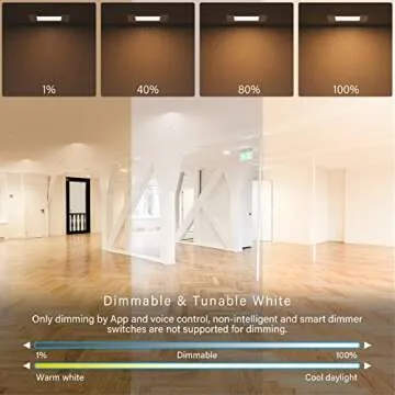 JULLISON 6" LED Smart Slim Recessed Pot Light, Square, WiFi APP & Voice Control, 120V, 13W, 1000LM, RGB + 2700K-6000K, ETL & FCC & IC Rated, Wet Location, Works With Alexa/Google Home, White - 4 Packs