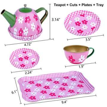 GINMIC Pretend Play Tea Party Set for Kids - Tin Tea Set