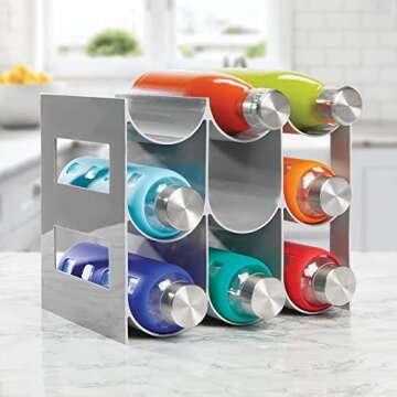 mDesign Plastic Water Bottle Organization/Wine Rack Storage Organizer for Kitchen Countertops, Cabin...
