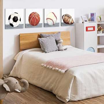 Boys Room Sports Decor Vintage Canvas Wall Art 12x12"