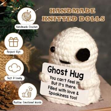 Belatelove Crochet Emotional Encouragement Ghost Hug, Filled with Love and Spookiness, Support Positive Birthday Gift for Friends, Family, and Loved Ones, Wife, Perfect for Christmas, Halloween