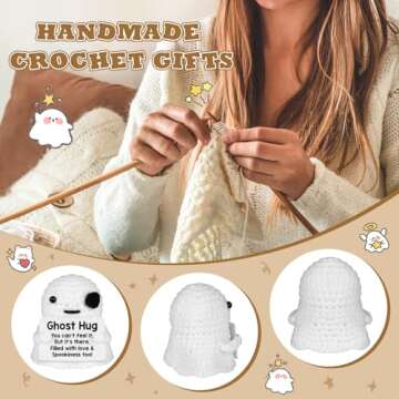 Belatelove Crochet Emotional Encouragement Ghost Hug, Filled with Love and Spookiness, Support Positive Birthday Gift for Friends, Family, and Loved Ones, Wife, Perfect for Christmas, Halloween