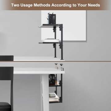 ZOMICE Clamp On Desk Organizer Shelf, 12 Inch Clamp-on Above or Under Desktop Storage Shelf,2 Tier Clip On Shelving Unit for Table Accessories (Brown)