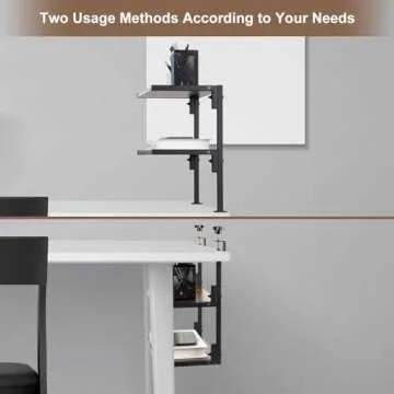 ZOMICE Clamp On Desk Organizer Shelf, 12 Inch Clamp-on Above or Under Desktop Storage Shelf,2 Tier Clip On Shelving Unit for Table Accessories (Brown)