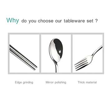 Premium Travel Utensils Set, Portable Utensils with Case, Stainless Steel Cutlery Set, Reusable Flatware, Chopsticks Fork Spoon Silverware Set, Camping and Travel，Straws and Cleaning Brush