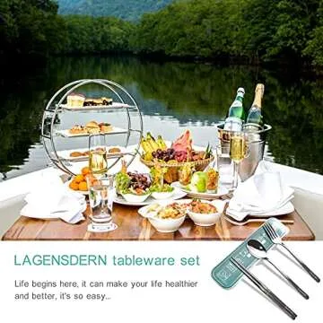 Premium Travel Utensils Set, Portable Utensils with Case, Stainless Steel Cutlery Set, Reusable Flatware, Chopsticks Fork Spoon Silverware Set, Camping and Travel，Straws and Cleaning Brush