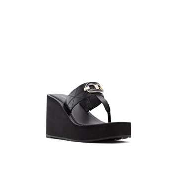 ALDO Women's SUNSEEK Wedge Sandal, Black, 8