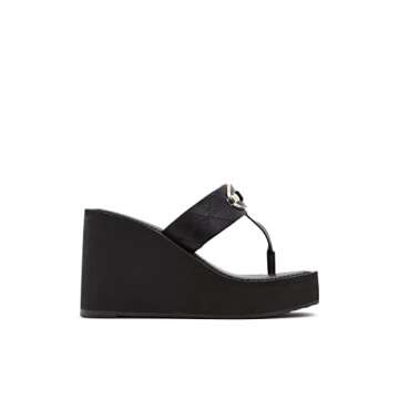 ALDO Women's SUNSEEK Wedge Sandal, Black, 8
