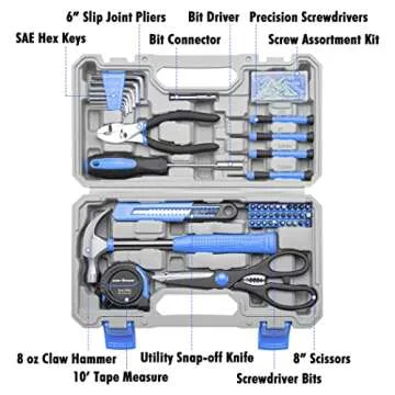 CARTMAN Tool Set General Hand Tool Kit with Plastic Toolbox Storage Case, Automotive Set Blue