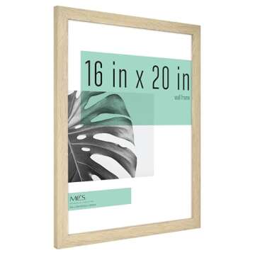MCS Studio Gallery 16x20 Poster Frame Natural Woodgrain, Vertical & Horizontal Wall Hanging Large Pi...