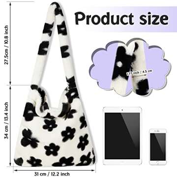 Weewooday Plush Tote Bag Y2K Tote Bags for Girls Fluffy Shoulder Bag Women Furry Purse Handbag for A...