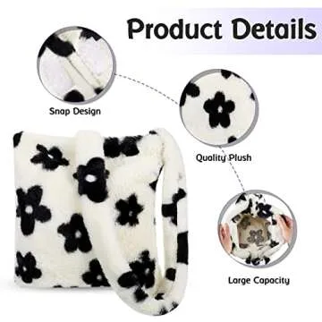 Weewooday Plush Tote Bag Perfect for Girls and Women