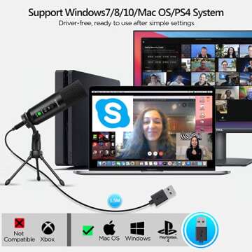 Microphone for Computer with Mute Button, Plug and Play, 192kHZ Metal Condenser Cardioid USB Mic for PC Laptop Desktop, PS4/5, Zoom, YouTube, Record, Skype, Recording Vocals, Gaming, Streaming, Video