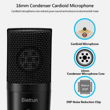 Microphone for Computer with Mute Button, Plug and Play, 192kHZ Metal Condenser Cardioid USB Mic for PC Laptop Desktop, PS4/5, Zoom, YouTube, Record, Skype, Recording Vocals, Gaming, Streaming, Video
