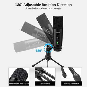 Microphone for Computer with Mute Button, Plug and Play, 192kHZ Metal Condenser Cardioid USB Mic for PC Laptop Desktop, PS4/5, Zoom, YouTube, Record, Skype, Recording Vocals, Gaming, Streaming, Video