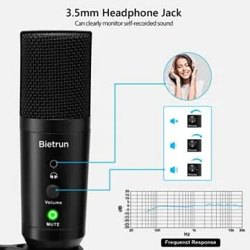 Microphone for Computer with Mute Button, Plug and Play, 192kHZ Metal Condenser Cardioid USB Mic for PC Laptop Desktop, PS4/5, Zoom, YouTube, Record, Skype, Recording Vocals, Gaming, Streaming, Video