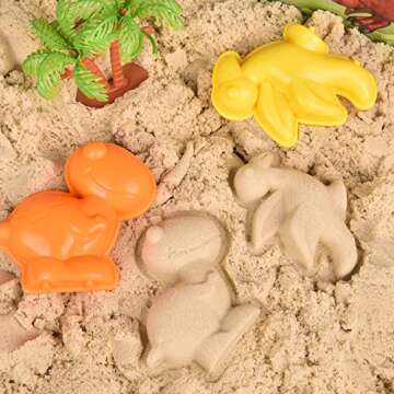 FUN LITTLE TOYS 29 PCs Dino Play Sand Set for Kids with Sandbox, Dinosaur Figure Toys, Dinosaur Mold...