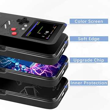 N+A Playable Gameboy Case for iPhone 11, Retro 3D Shockproof Gameboy Cover Case with 36 Classic Games, Handheld Color Screen Video Game Console Case for iPhone Pink