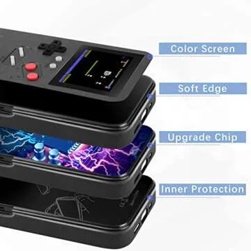 N+A Playable Gameboy Case for iPhone 11, Retro 3D Shockproof Gameboy Cover Case with 36 Classic Games, Handheld Color Screen Video Game Console Case for iPhone Pink