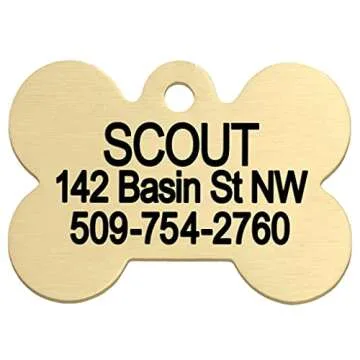 GoTags Personalized Brass Pet ID Tags for Dogs and Cats