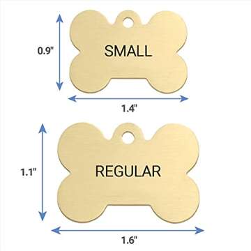GoTags Personalized Pet ID Tags, Solid Brass Dog Tags and Cat Tags, up to 6 Lines of Custom Text, Engraved on Both Sides, Bone, Round, and Heart Shapes