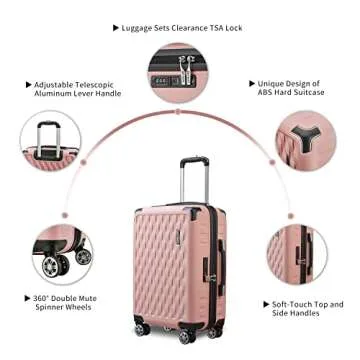 Melalenia Luggage 10 Piece Sets Clearance,Large Suitcase Set Spinner Wheels with TSA Locks,Hard Shell Pink Luggage Sets for Women Travel Suitcase (10Pcs Pink)