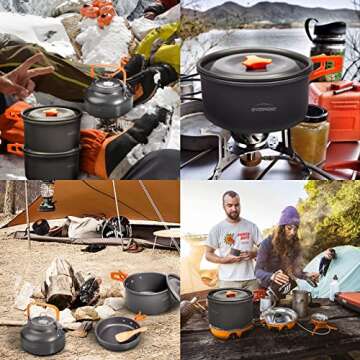 Overmont 14pc Camping Cookware Mess Kit, Portable Camping Cooking Set for Backpacking, Outdoor Hikin...