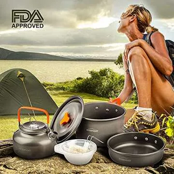 Overmont 14pc Portable Camping Cookware Set for Outdoor
