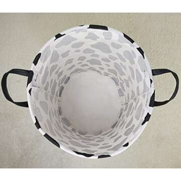 KUNRO Toy Bin Waterproof storage organizer for Nursery Hamper Home decor Closet Kids Bedroom Laundry Baby Gift Shelf Baskets (Rould Cow pattern)