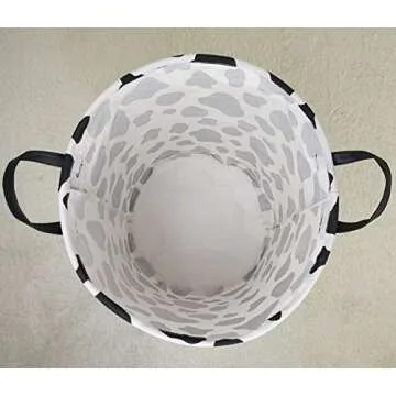 KUNRO Toy Bin Waterproof storage organizer for Nursery Hamper Home decor Closet Kids Bedroom Laundry Baby Gift Shelf Baskets (Rould Cow pattern)