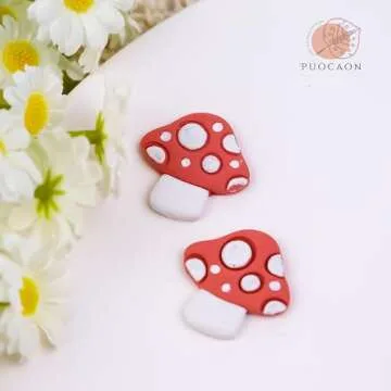 Puocaon Mushroom Polymer Clay Cutters - 10 Pcs 3D Clay Cutters for Earrings Making, Boho Mushroom Clay Cutters for Polymer Clay Jewelry, Cute Clay Jewelry Cutters Polymer Clay Earring Cutters