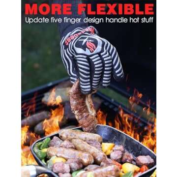 WEEDABEST Hot BBQ Gloves Heat Resistant for Grilling
