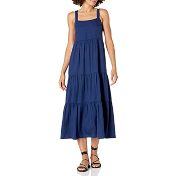 The Drop Women's Britt Tiered Maxi Tent Dress, Navy , L