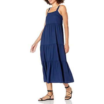 The Drop Women's Britt Tiered Maxi Tent Dress, Navy , L