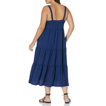 The Drop Women's Britt Tiered Maxi Tent Dress, Navy , L