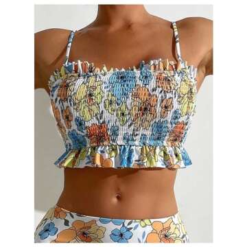 WDIRARA Women's Floral Print Tankini Swimwear - Stylish and Comfortable